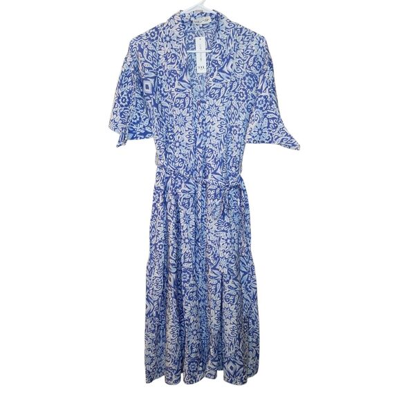 Vool Style Dresses & Skirts - NEW Vool Style Summer Dress Blue Women Size S Button Up Shirt Dress Pleated